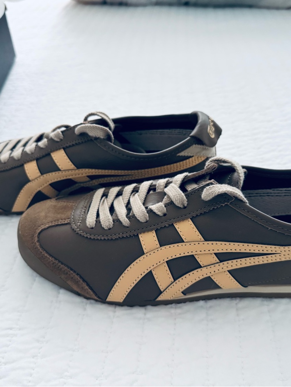 Onitsuka Tiger by Asics Brown Sneakers with Beige Stripes